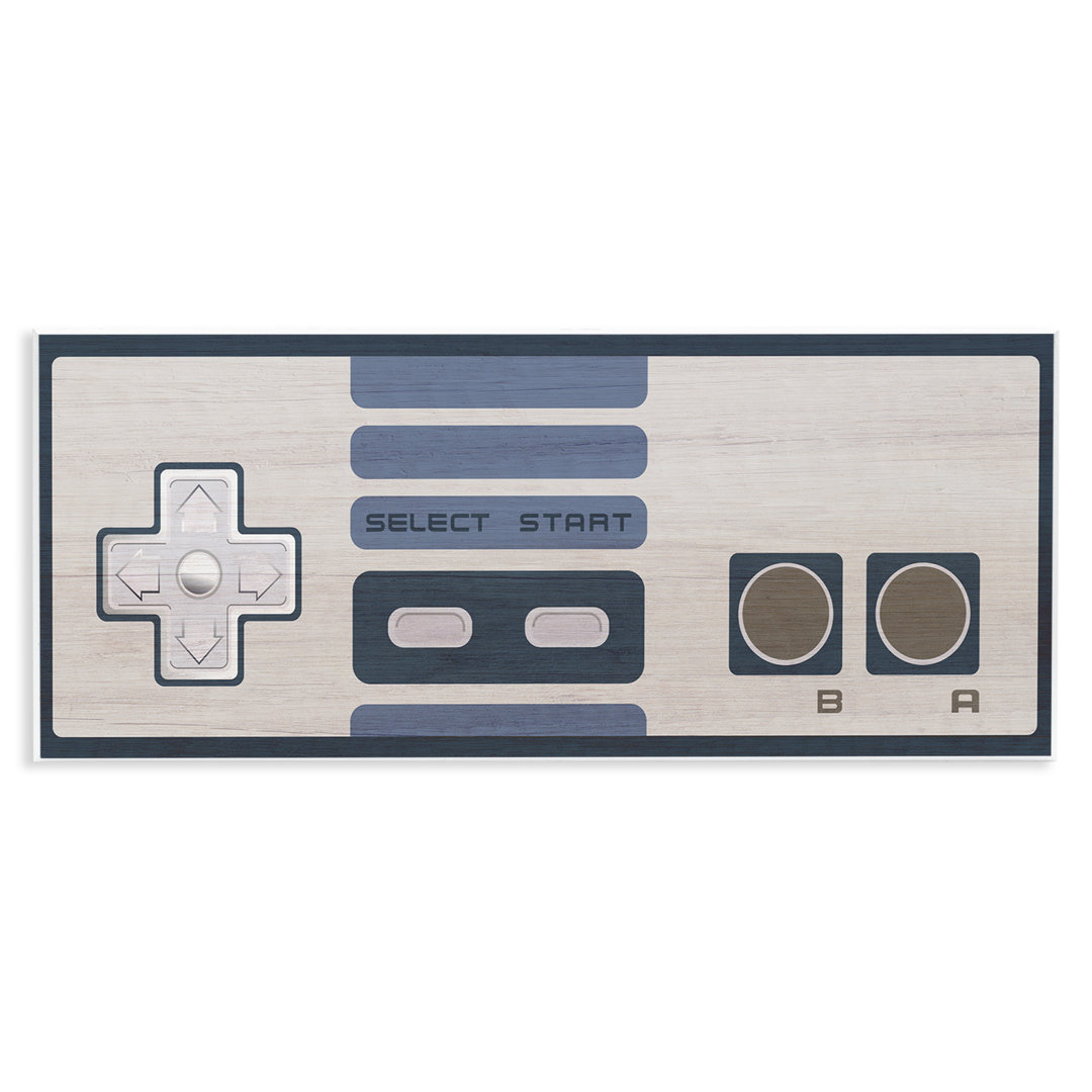 Vintage Video Game Entertainment System Classic Controller Blue Oversized Stretched Canvas Wall Art By Daphne Polselli Stupell Industries