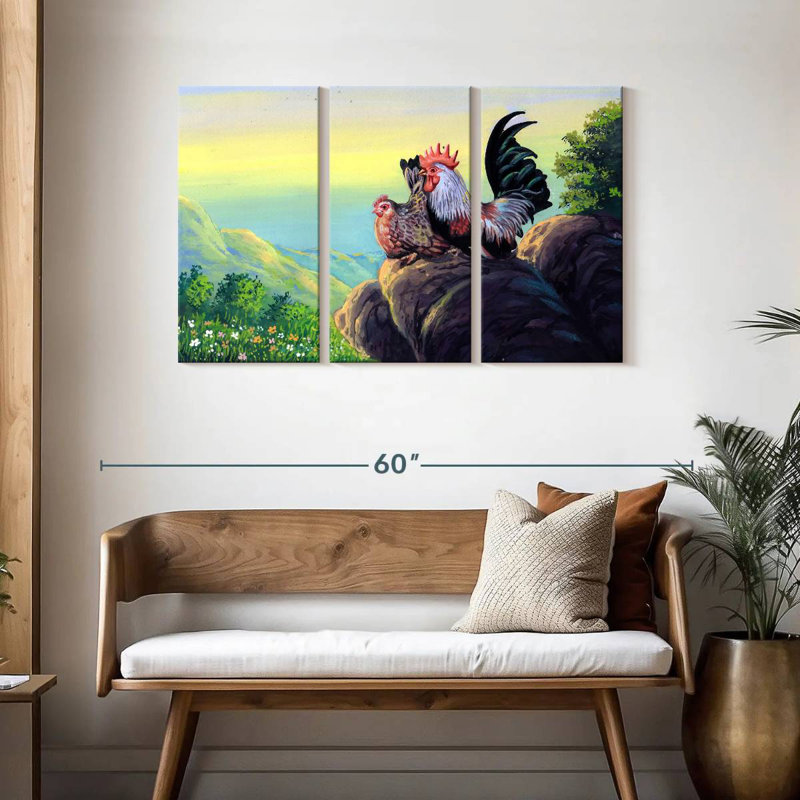 Roosters, 28" H x 45" W