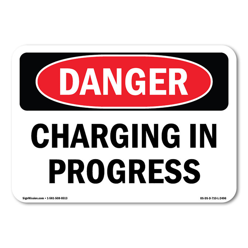 Enseigne en plastique Charging In Progress 14 po x 10 po