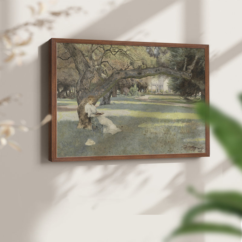 Motif floral rétro - Lxxxi - reproduction encadrée, H 8 po x l 10 po, Noyer