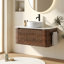 Meuble-lavabo mural de 91 cm (36 po) avec lavabo rond blanc rayé et tiroir de rangement-837719069-837719047-837719043