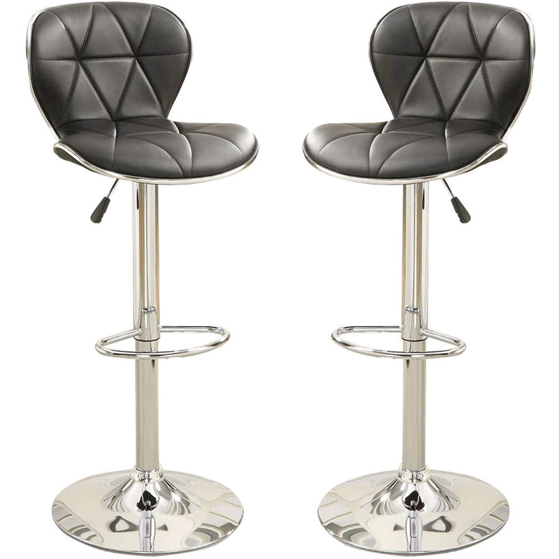 Tabouret contemporain avec assise en similicuir noir et dossier rembourré avec structure en métal pour la salle à manger