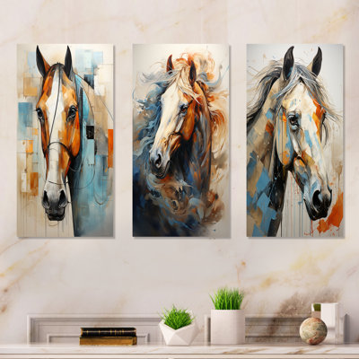 «Horse Grace Portrait», ensemble de 4 reproductions d'art sur toile