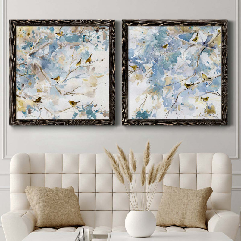 «Topaz Spring I», ensemble de 2 peintures sur toiles, Toile avec cadre noir, H 31,5 po x l 63 po x P 1,5 po