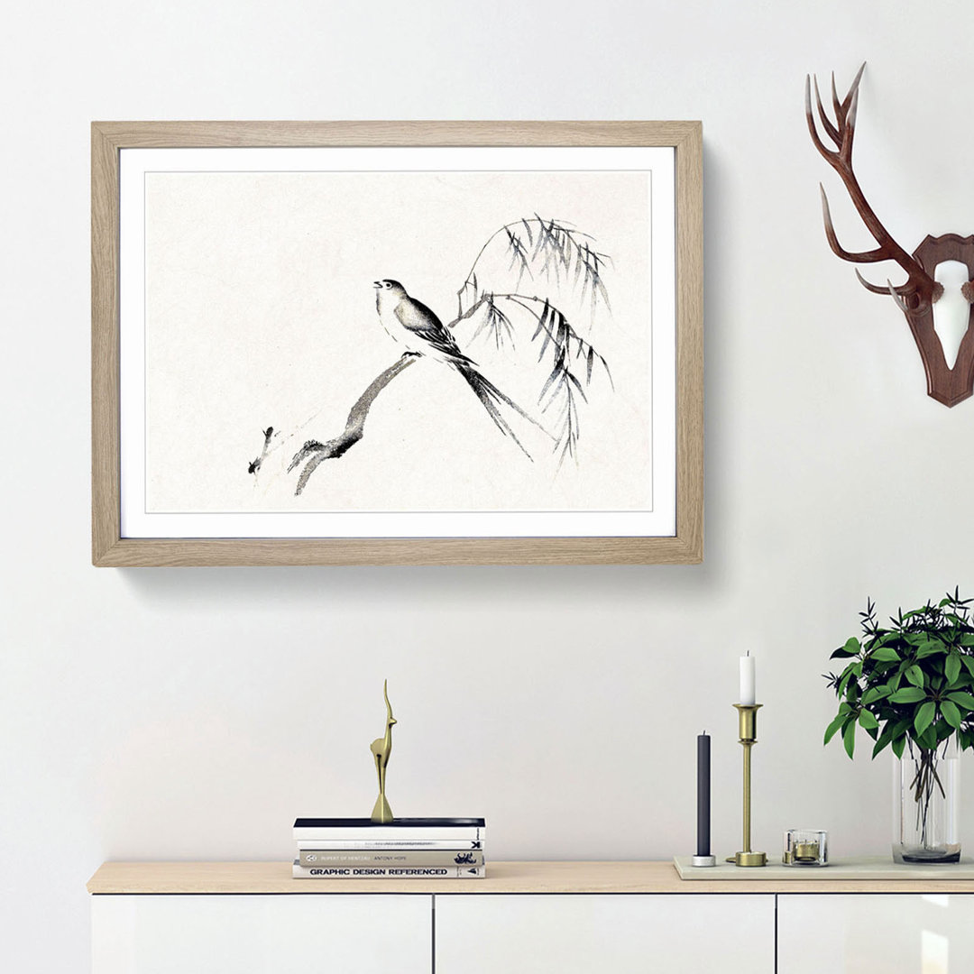 Bird on a Tree Branch by Maruyama Okyo - Picture Frame Painting Print