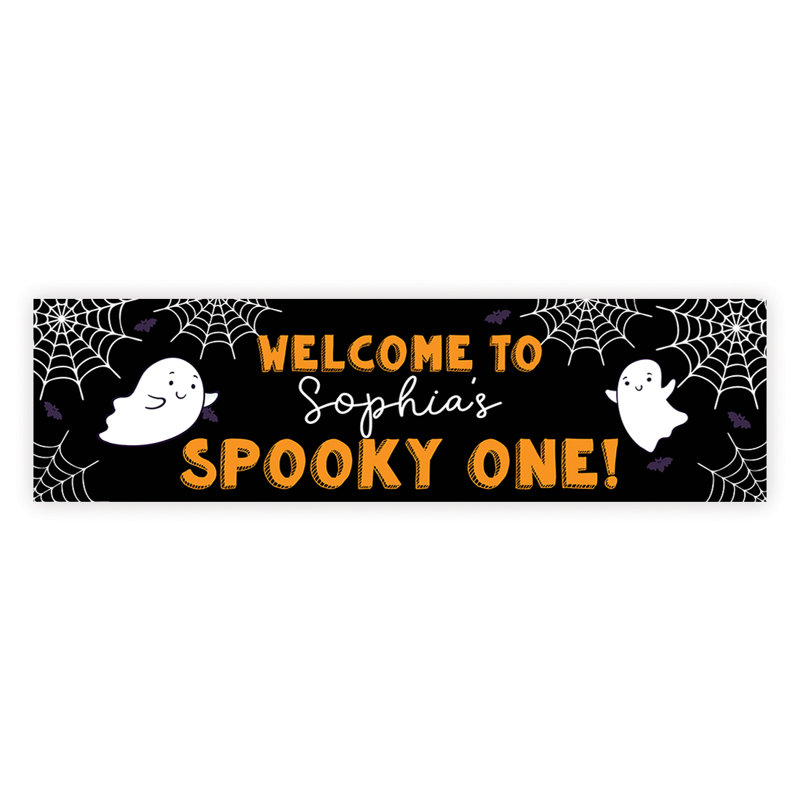 Bannière personnalisée d'Halloween 1er anniversaire, signe de bienvenue Spooky One Backdrop, paquet-1, Oui