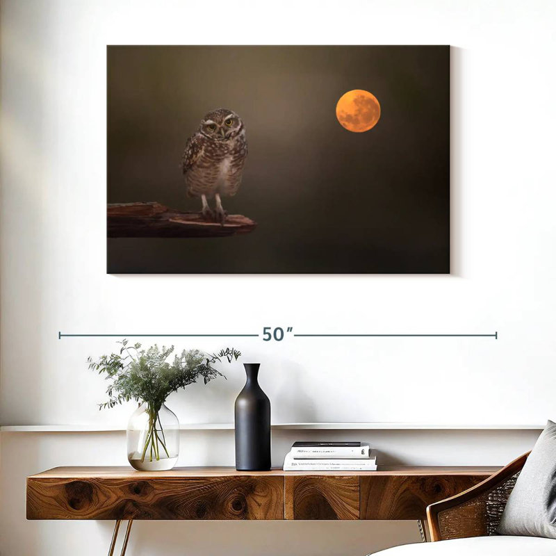 Owl Under The Moon, 26" H x 39" W