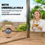 Rectangular Acacia Extendable Outdoor Dining Table With Umbrella Hole , 180cm cm W 95cm cm D