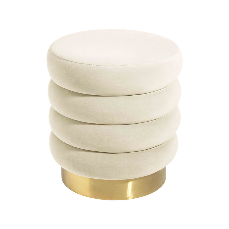 Repose-pieds standard rond 16,2" velours Fiqueroa, Beige, Or