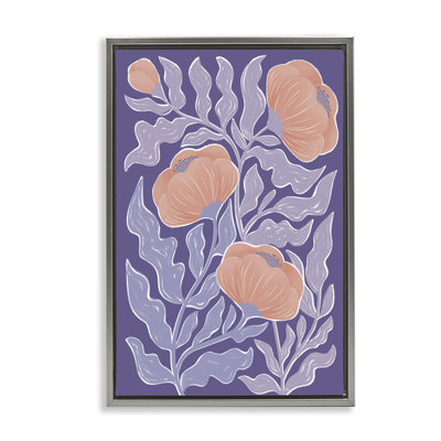 Cadre flottant Mid-Century mauve coquelicots, design par Martina Pavlova