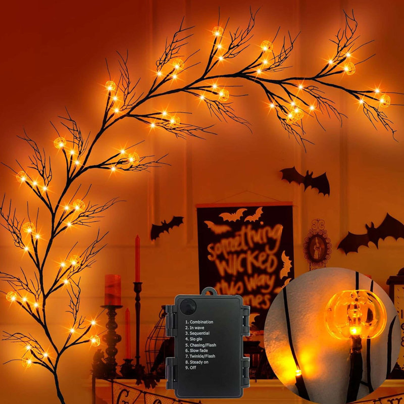54 guirlande de 54 lumières d'Halloween avec des citrouilles et des citrouilles pour Halloween