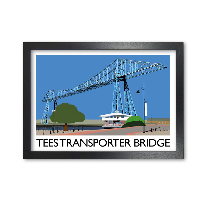 Tees Transporter Bridge by Richard O'Neill - Single Picture Frame Print, 42 cm H x 594 cm W, Black