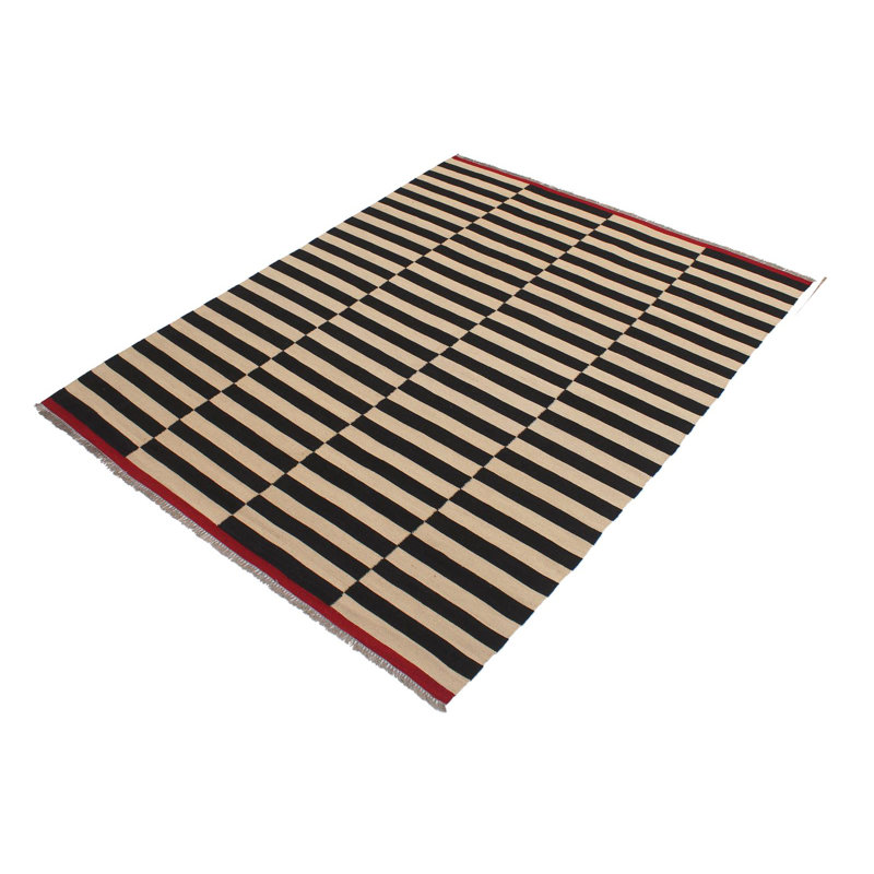 Tapis rectangulaire en laine noué à la main de style sud-ouest de 2 pi 7 po x 4 pi Cedorah bleu / rouille