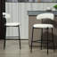 Tabouret de bar 26 po à hauteur de comptoir avec tabouret de bar et housse en tissu noir avec revêtement thermolaqué et repose-pieds-524108566