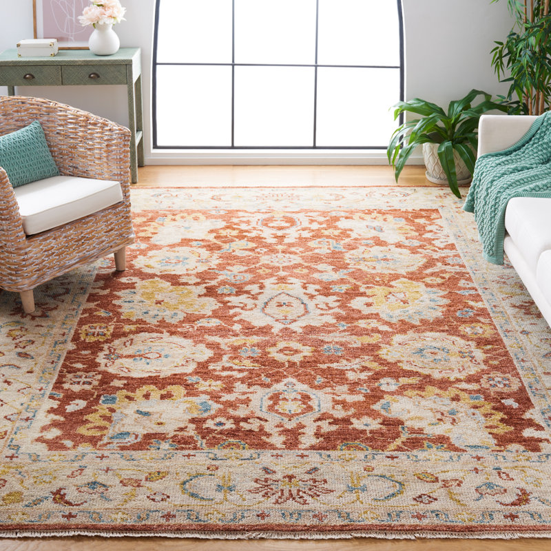 Samarkand 185 Area Rug In Rust / Beige, Rectangle 10' x 14'