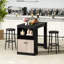 Table de bar 48 po avec armoire de rangement et support à vin