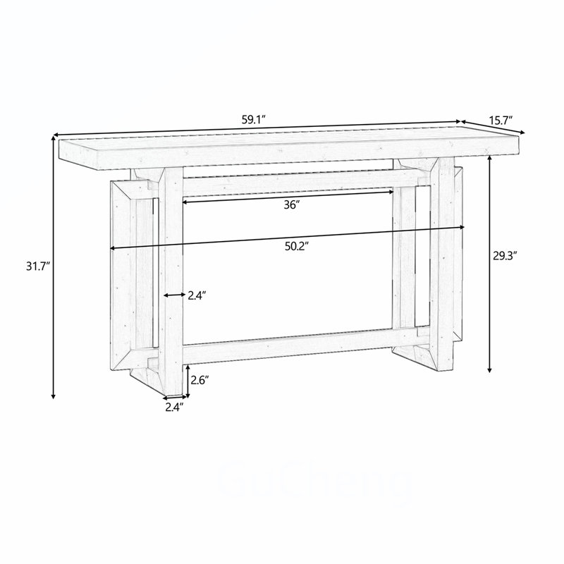 Contemporary Extra Long Console Table with Versatile Functionality for Various Rooms, White/Dark Grey