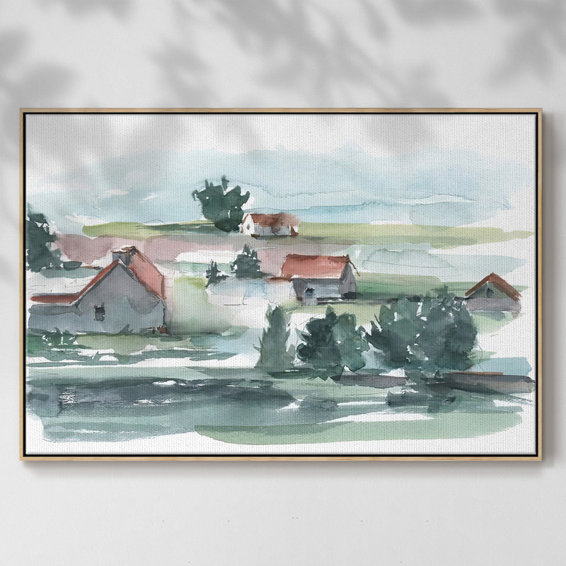 Valley Farm II, reproduction d'art sur toile, H 27 po x l 41 po x P 2 po, Cadre en bois naturel
