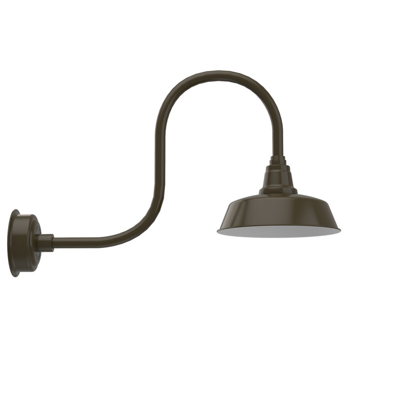 Luminaire de grange d'extérieur à DEL Vandervliet, H 9 po x l 12 po x P 17 po, Bronze acajou