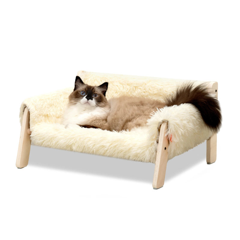 Gina Wood Pet Bed, Beige