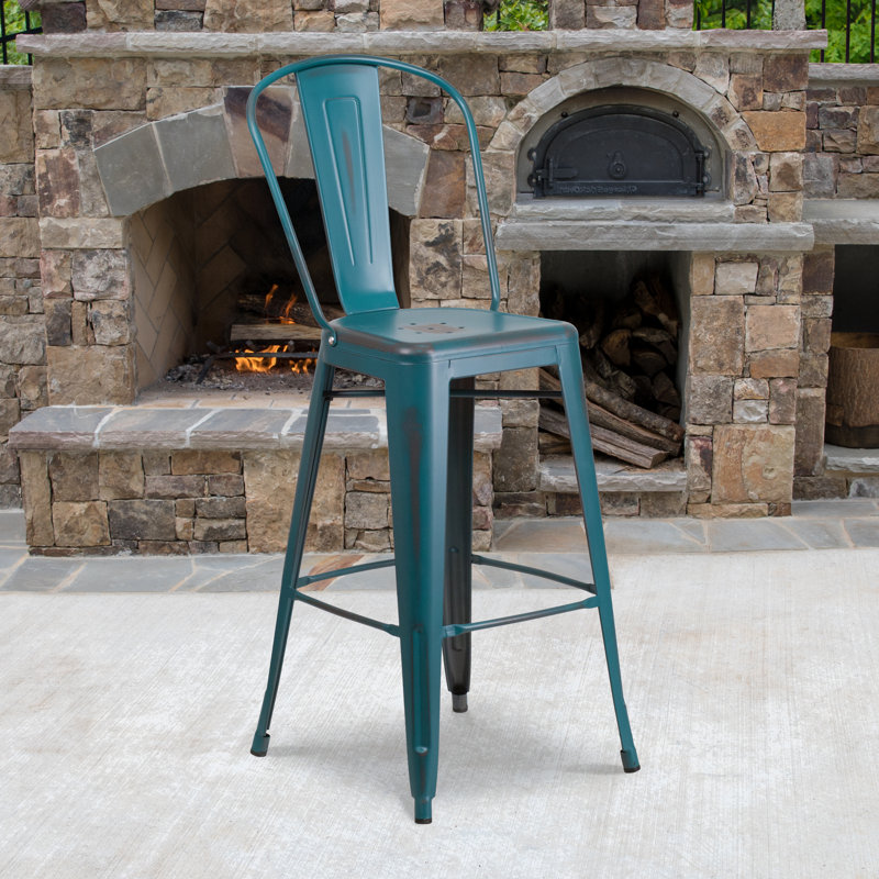 Tabouret de bar Iddings, Bleu Kelly vieilli-bleu sarcelle, 1, Tabouret de bar (siège d'une hauteur de 30 po)