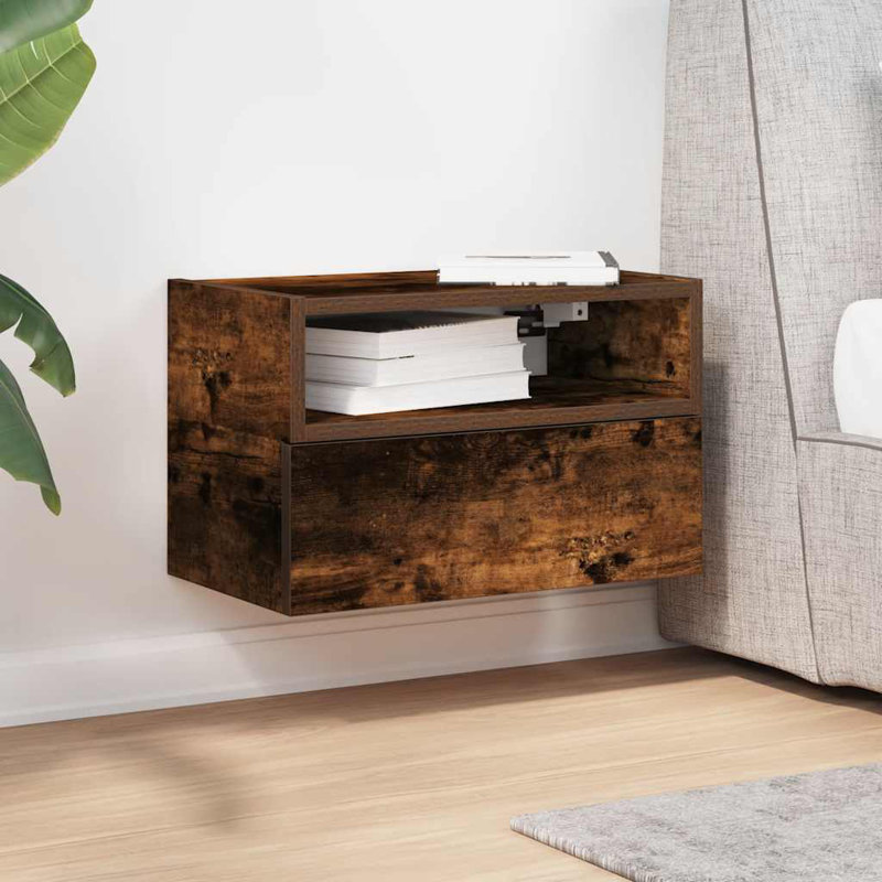 Cabriales 45 cm W Bedside Table, Smoked Oak, 1