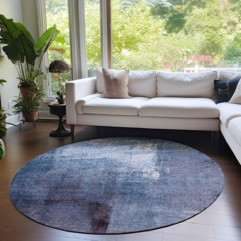 Malm Washable Abstract Indoor / Outdoor Rug, Round 8'