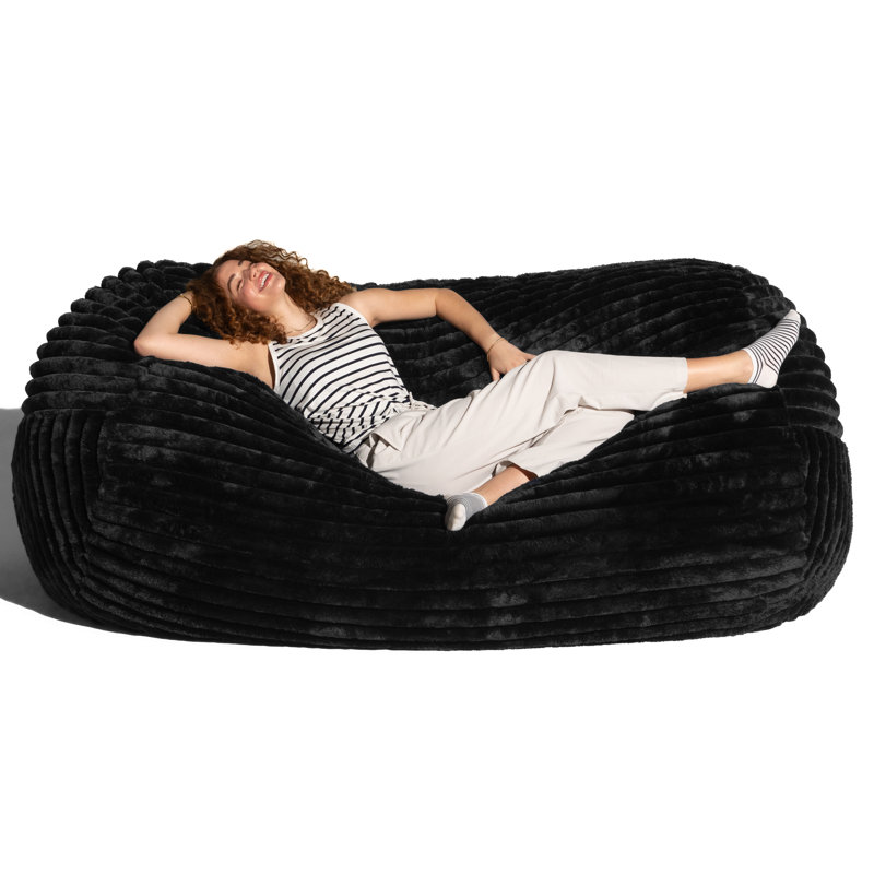  Canapé à billes Grand Lounger, Similifourrure noire