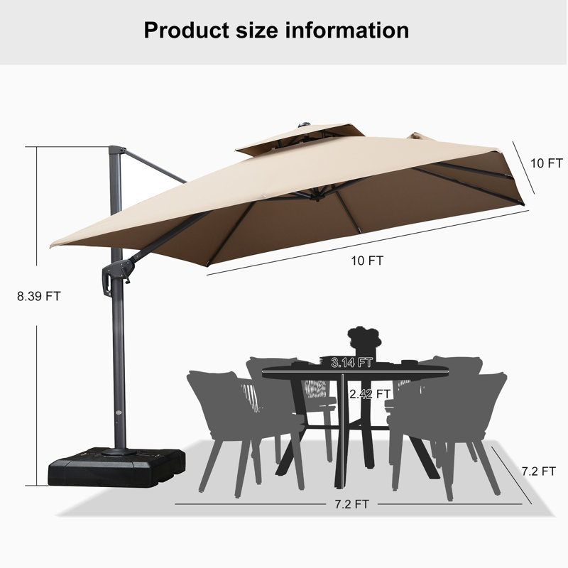304cm Cantilever Parasol, Taupe