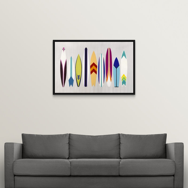 « surf on through », impression sur toile, H 33,7 po x l 49,7 po x p 1,75 po, Cadre flottant noir