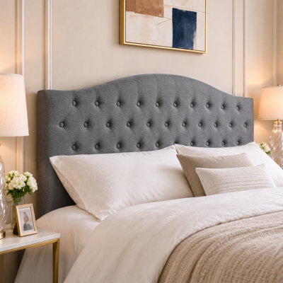 Button-Tufted Upholstered Headboard with Wall-Mount Option