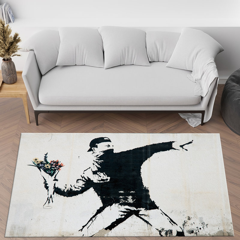 Charming Floral Design Non Woven Thin Type Printed Rug Perfect for Adding a Touch of Elegance to Your Home Decor