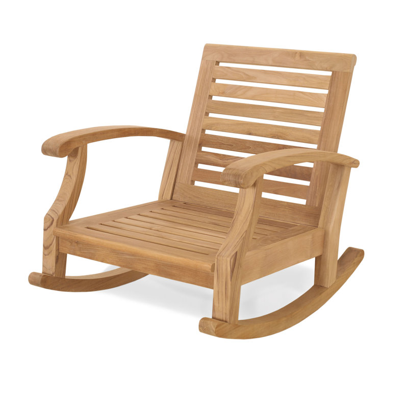 Chaise berçante d'extérieur en teck Cayman, Toile Sunbrella® naturel