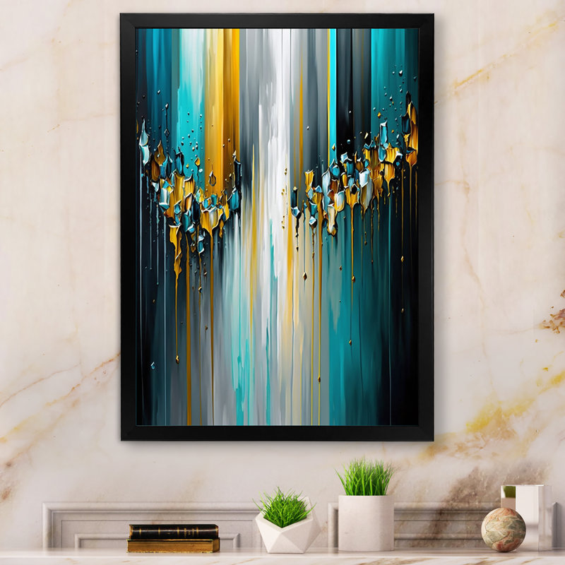 Abstrait géométrique noir et vert IV - reproduction sur toile, H 20 po x l 12 po x P 1 po