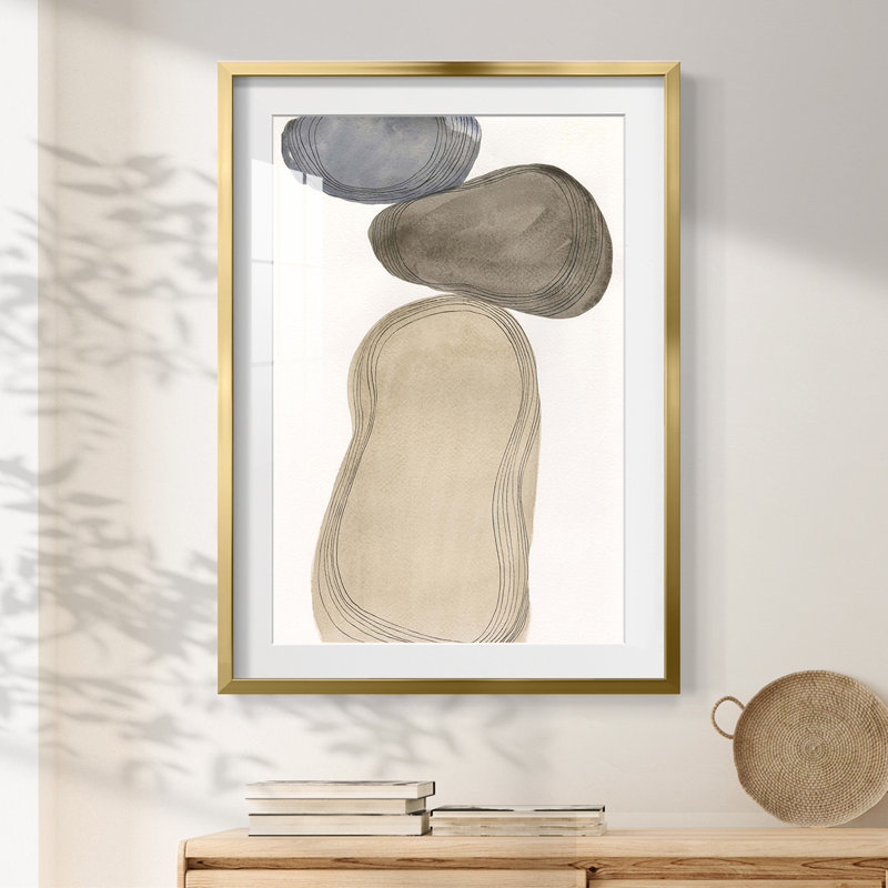River Rocks Contour I - impression encadrée, H 28,5 po x l 20,5 po, Doré