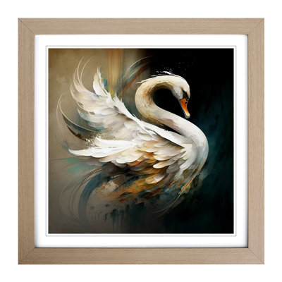 Swan Abstract Expressionism - Framed Print