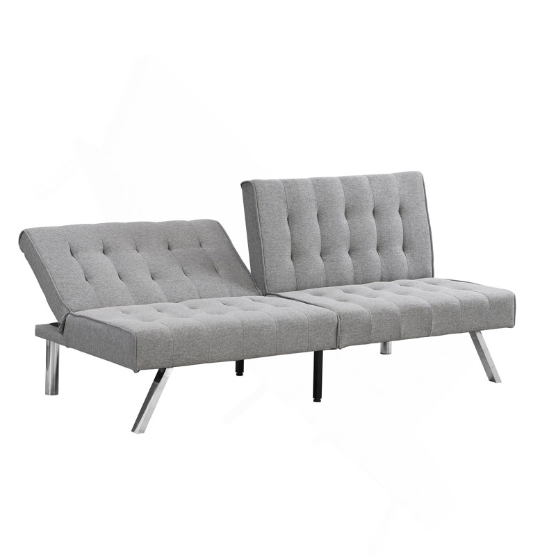 Wood Frame,Stainless Leg,Futon,Sofa Bed Gray