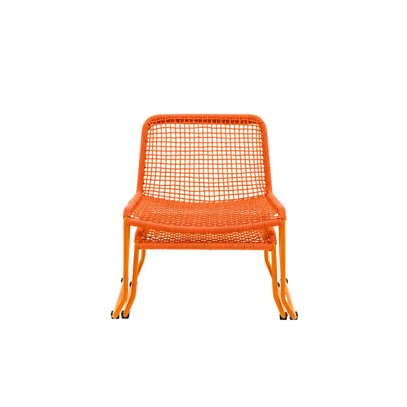 Akya Outdoor Lounge Chair with Footstool, Orange