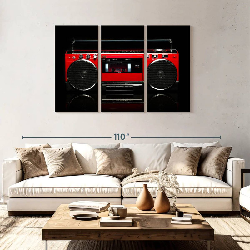 Abarca Retro Red Boom Box, 48" H x 74" W