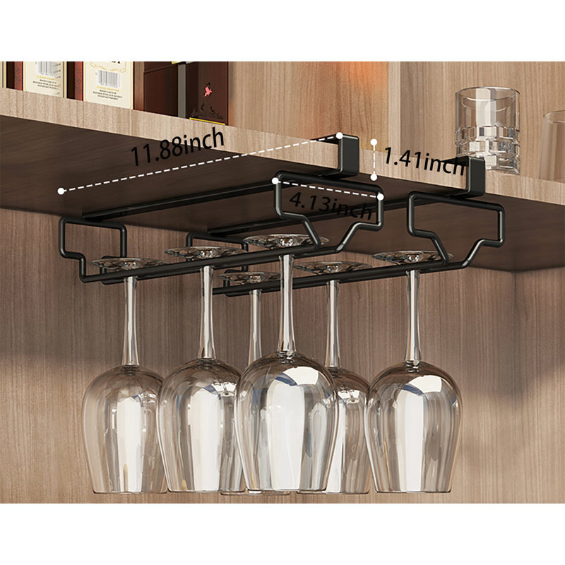 Diniz Wall Mounted Wine Glass Rack Black