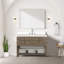 Meuble-lavabo simple en chêne gris 48 po X P 22 po D, dessus en quartz blanc et ensemble de robinet-117970888