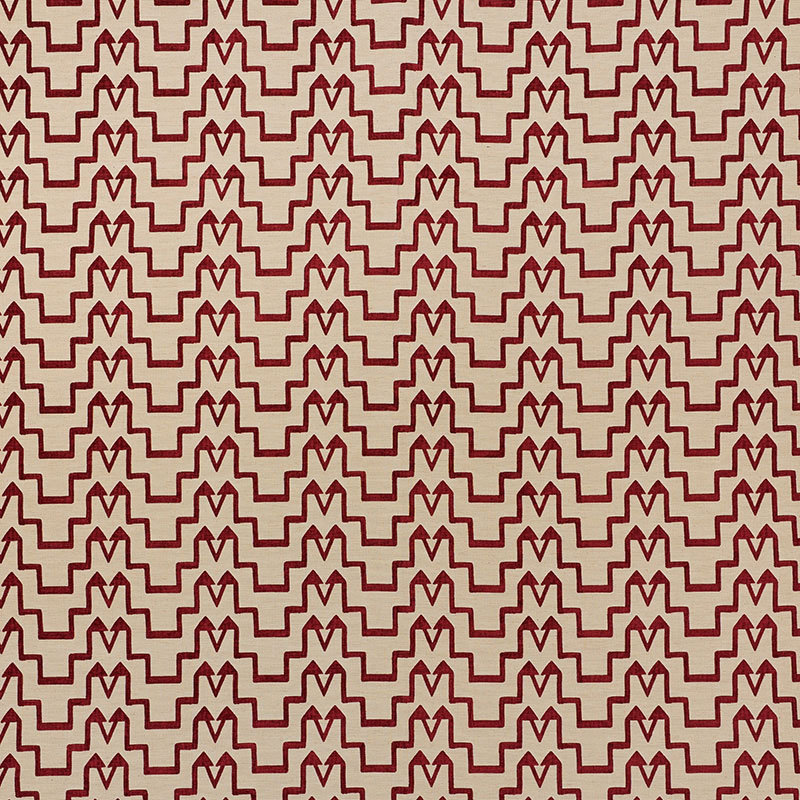 Schumacher x David Kaihoi Turkish Step Fabric, Red