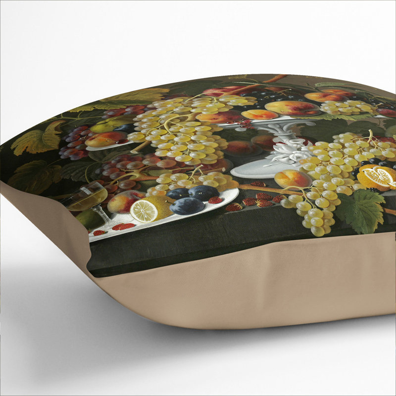 Still Life With Flowers And Fruit Vol.3 Square Throw Cushion, Stone, 40cm H x 40cm W x 15cm D