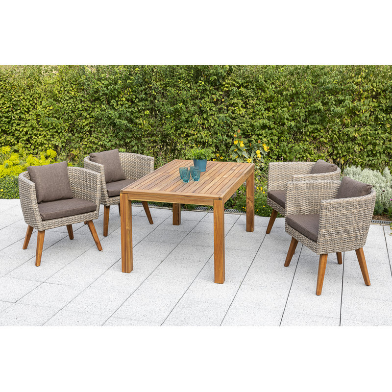 Lanora 4 - Person Patio Dining Set with Rectangular Table , Cushions Included