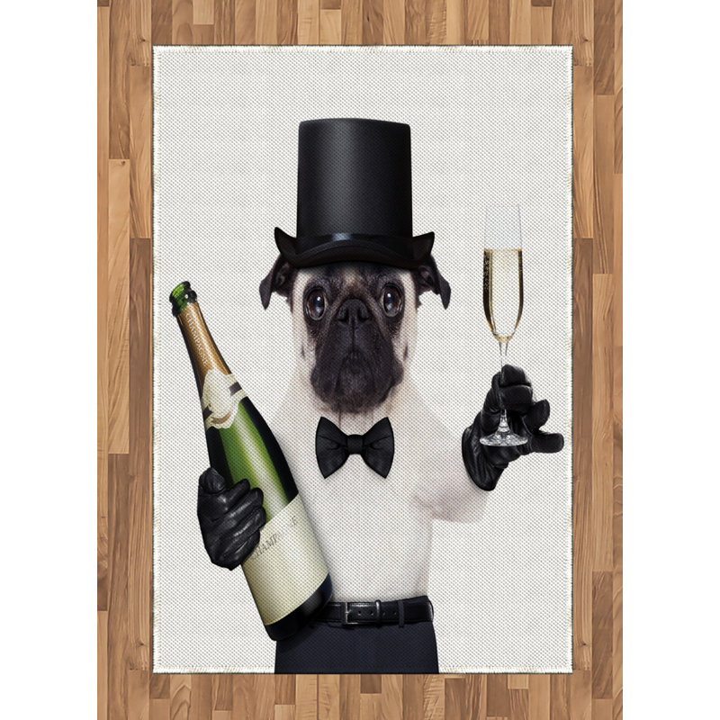 Pug High Density Long Fiber Poly Threads Decorative Area Rug Carpet, Rectangle 4' x 5'8"