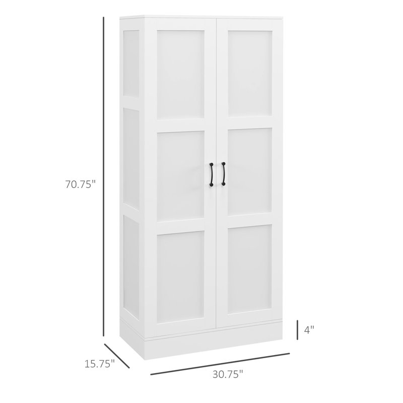 Armoire de 71 po de hauteur avec tablettes mobiles, blanc pour armoire de rangement, tablettes et intérieur