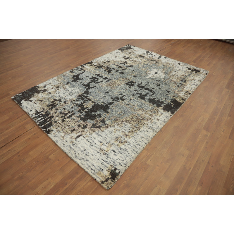 Tapis indien moderne et abstrait 6 x 8