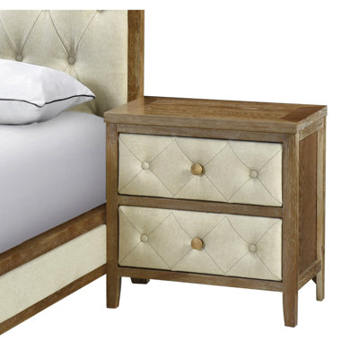 Charmante table de chevet en noyer avec rangement de tiroir pour les chambres à coucher 2 dans un look de chambre à coucher élégant
