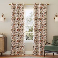 Vintage Floral Semi-Sheer Rod Pocket Curtain Panels