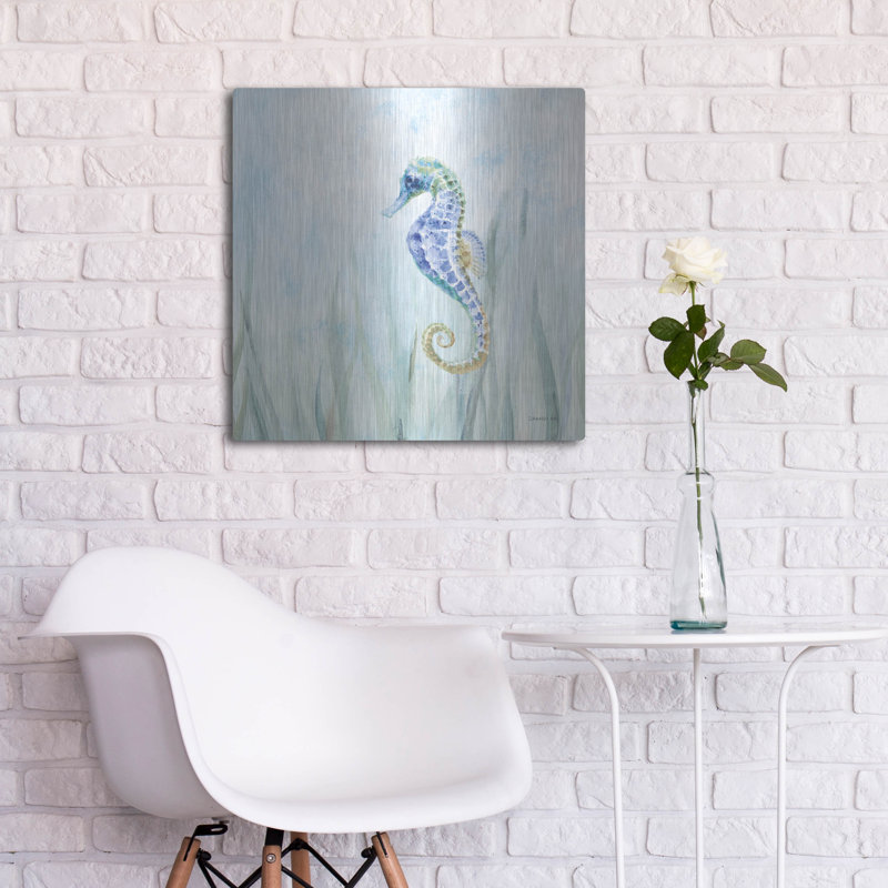  «Undersea Seahorse Natation» par Danhui Nai, art mural en métal, H 24 po x l 24 po